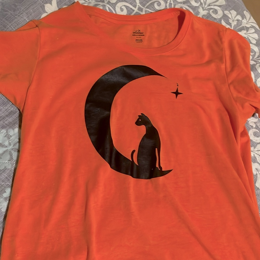 Halloween orange cat shirt